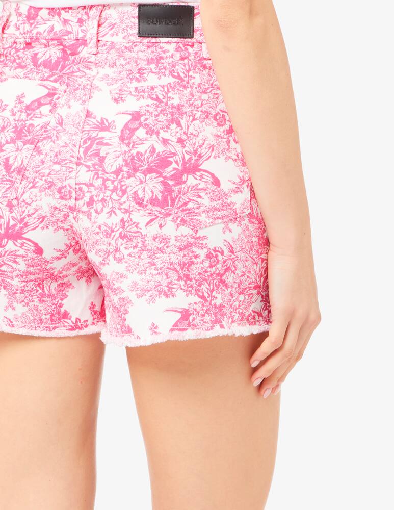 rinascente Sundek Toile de jouy shorts with frayed bottoms