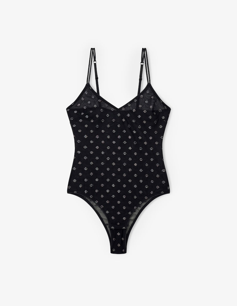 Emporio Armani Body in mesh a pois glitterati - immagine 1 Emporio Armani Body in mesh a pois glitterati - immagine 1