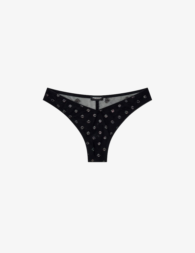 Emporio Armani Brazilian glitter dot mesh briefs - picture 1 Emporio Armani Brazilian glitter dot mesh briefs - picture 1