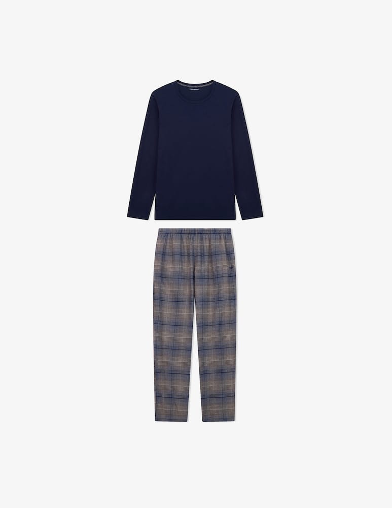 Emporio Armani Long pyjama set in yarn-dyed flannel - picture 1 Emporio Armani Long pyjama set in yarn-dyed flannel - picture 1