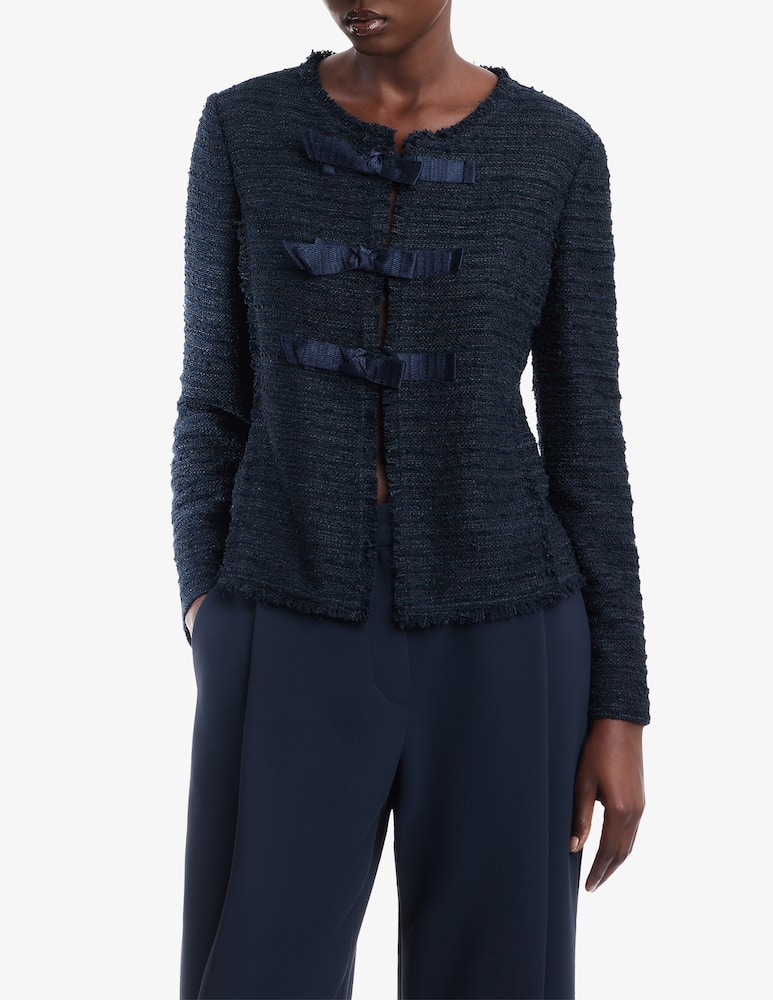 rinascente Emporio Armani Giacca bouclé senza collo con fiocchi