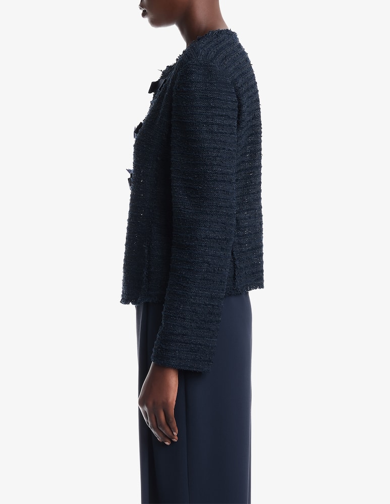 Emporio Armani Giacca bouclé senza collo con fiocchi - immagine 4