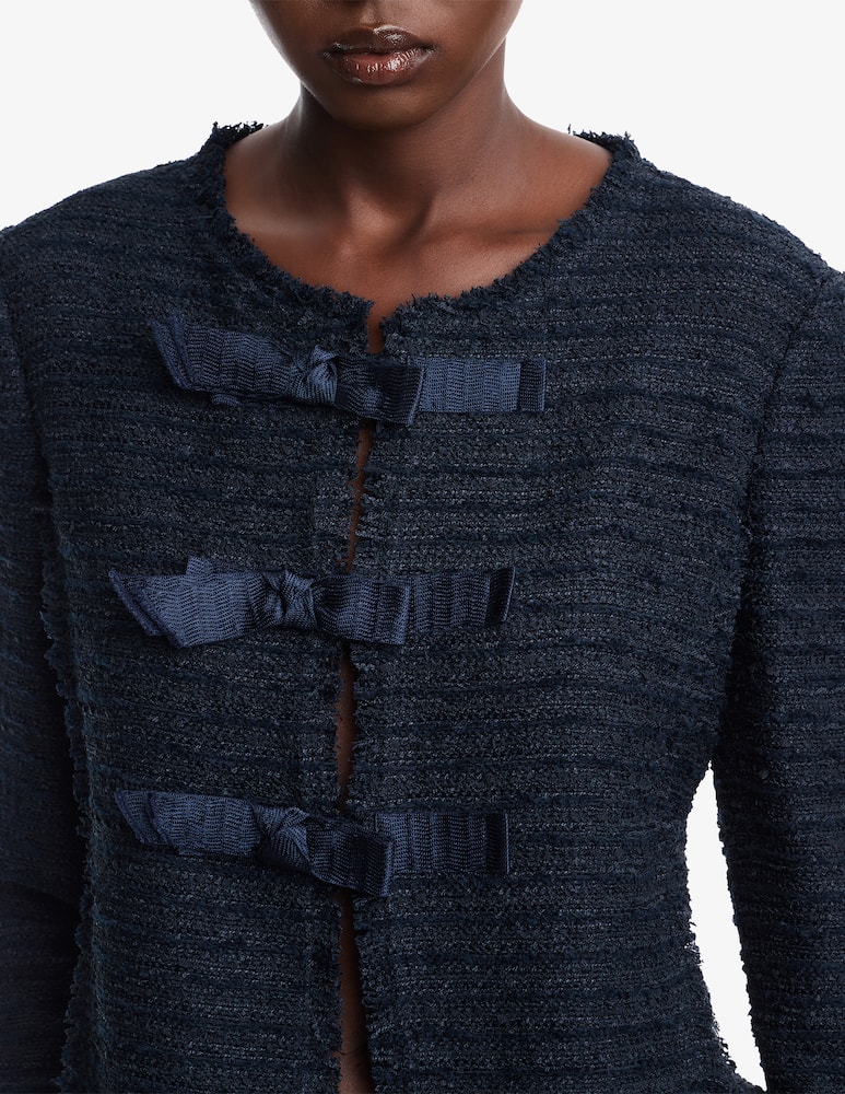 Emporio Armani Giacca bouclé senza collo con fiocchi - immagine 5