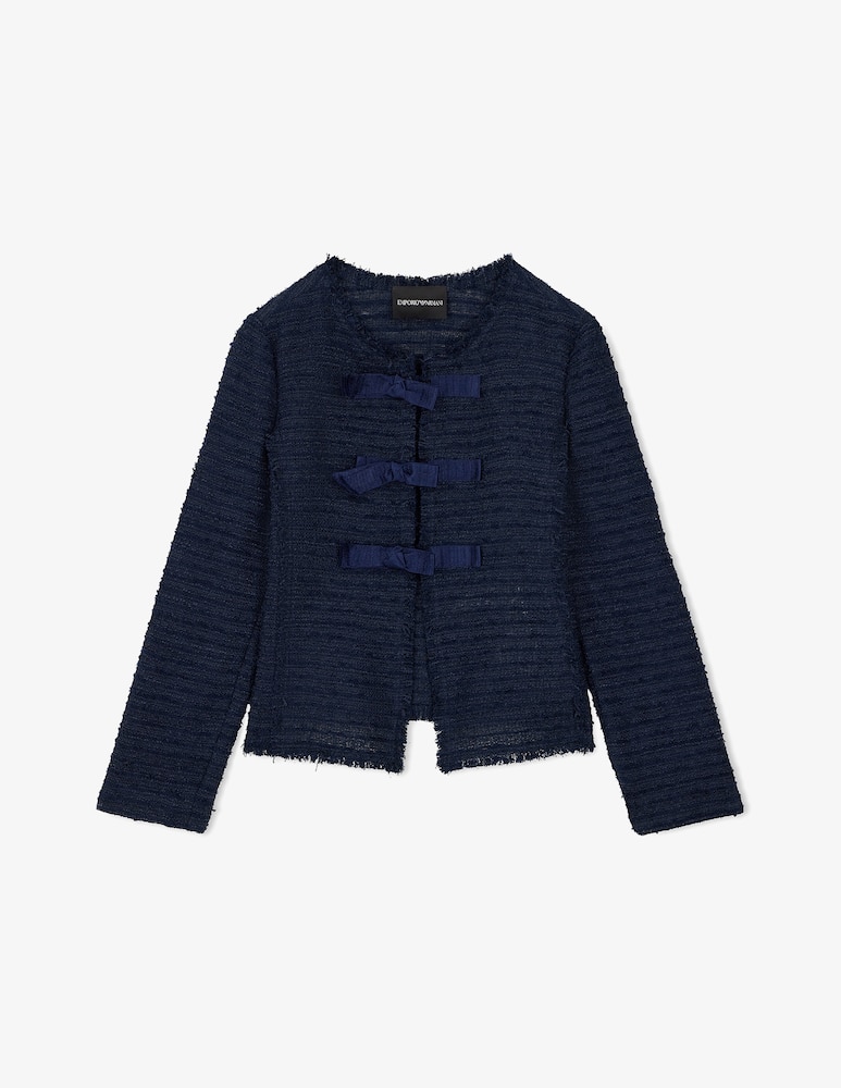 Emporio Armani Giacca bouclé senza collo con fiocchi - immagine 6