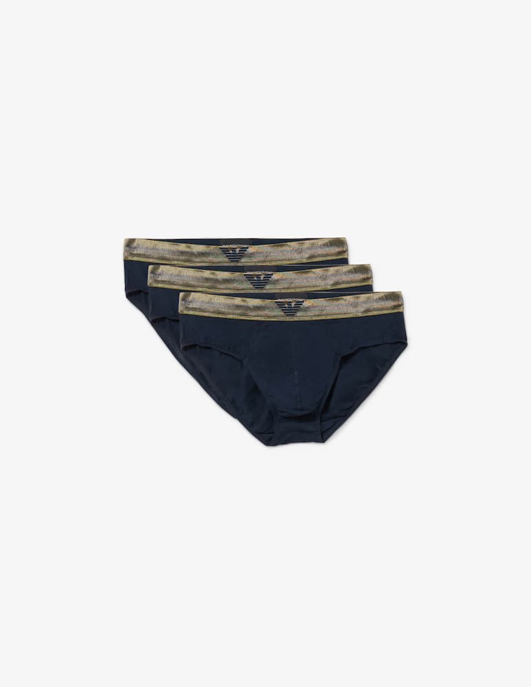 Emporio Armani Pack 3 slip con fascia logo lucida - immagine 1 Emporio Armani Pack 3 slip con fascia logo lucida - immagine 1