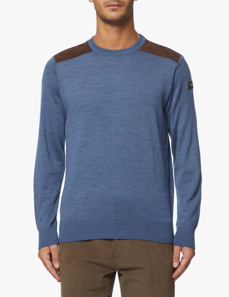 rinascente Paul & Shark Girocollo in lana con dettagli in suede