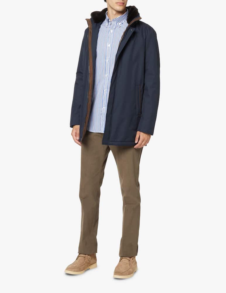 rinascente Paul & Shark Giubbotto typhoon lungo inserti in pelle  - Blu