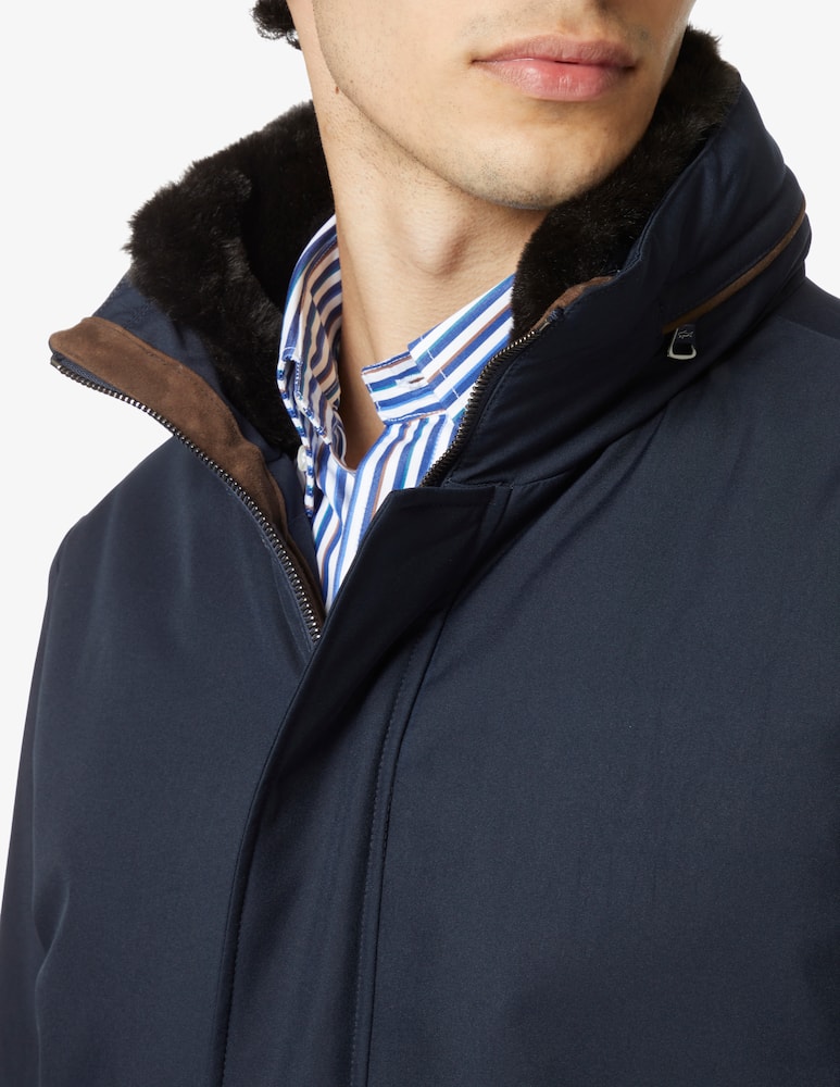 rinascente Paul & Shark Giubbotto typhoon lungo inserti in pelle  - Blu