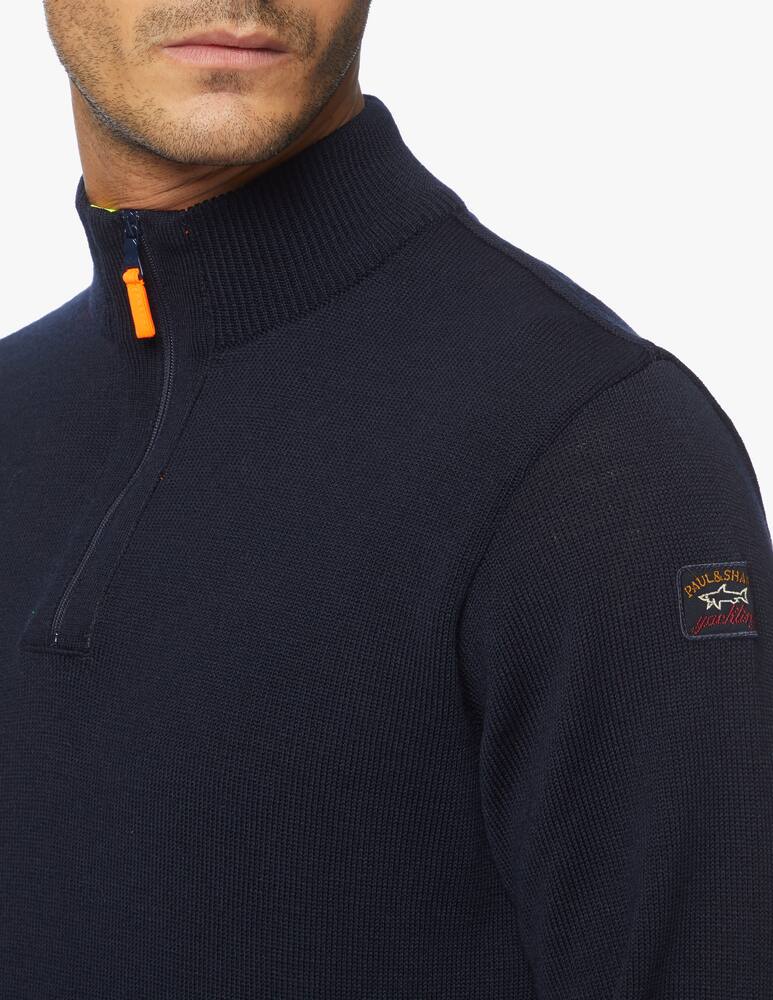 Paul & Shark 4.0 water resistant wool sweater with fluo zip detail - picture 5