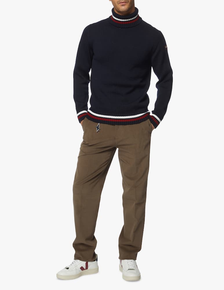 rinascente Paul & Shark Wool turtleneck with bicolor stripes details 