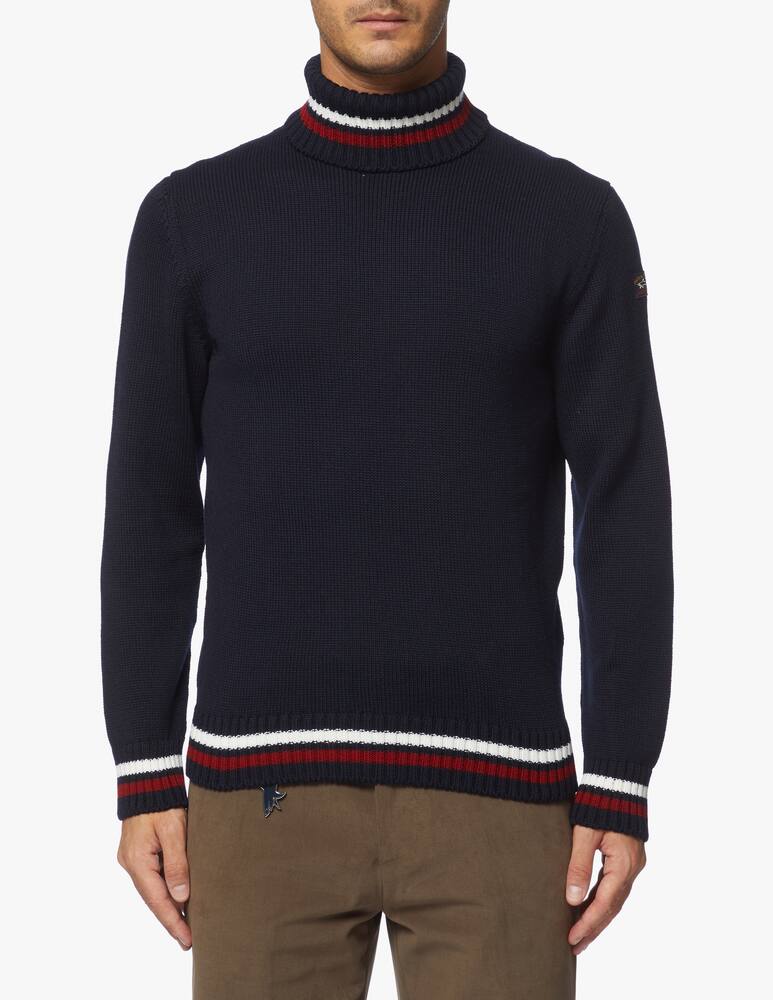 rinascente Paul & Shark Wool turtleneck with bicolor stripes details 