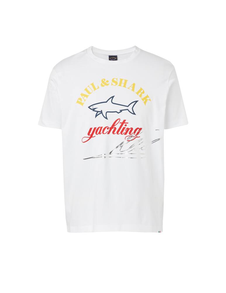 rinascente Paul & Shark Logo shark + lettering roundneck t-shirt - white
