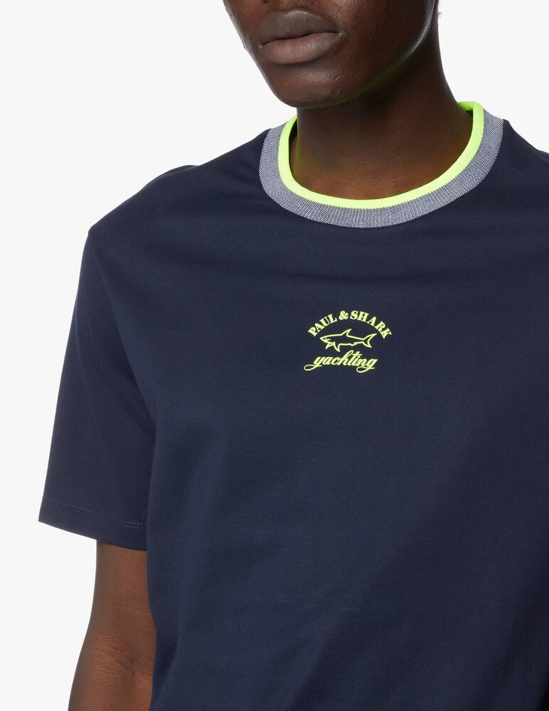 rinascente Paul & Shark Maglietta girocollo loghino scritta shark fluo - multicolor