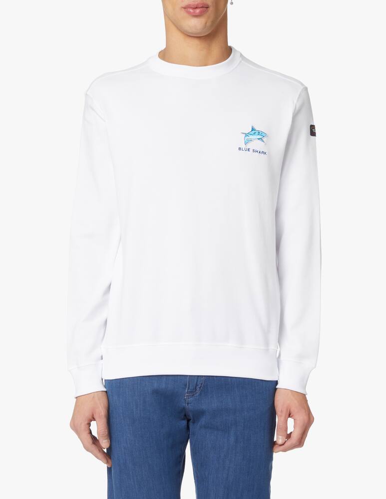 rinascente Paul & Shark Felpa girocollo shark ricamato - bianco