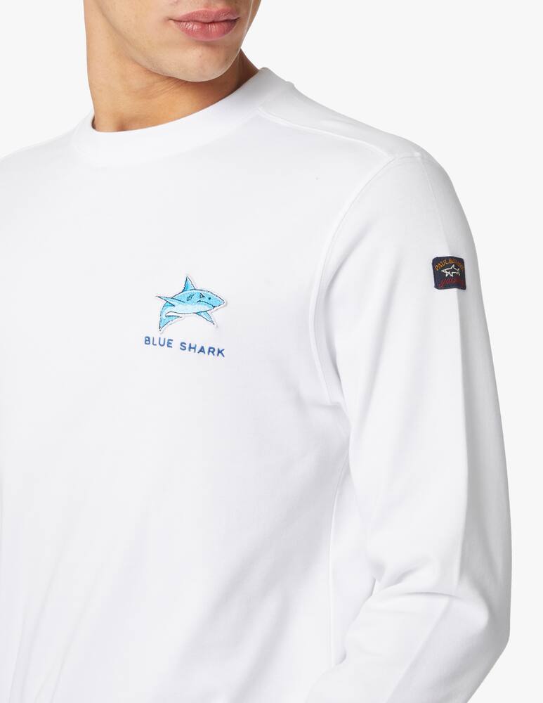 rinascente Paul & Shark Felpa girocollo shark ricamato - bianco