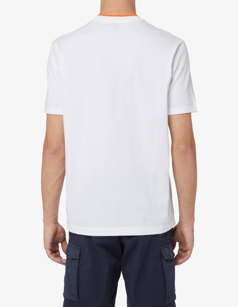 rinascente Paul & Shark Maglietta girocollo loghino scritta + shark fluo - bianco