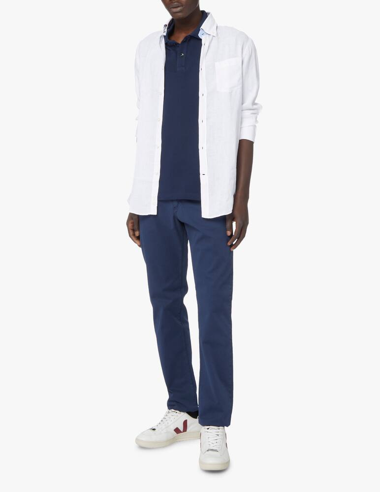 rinascente Paul & Shark Camicia ml in lino contrasto fiori - bianco