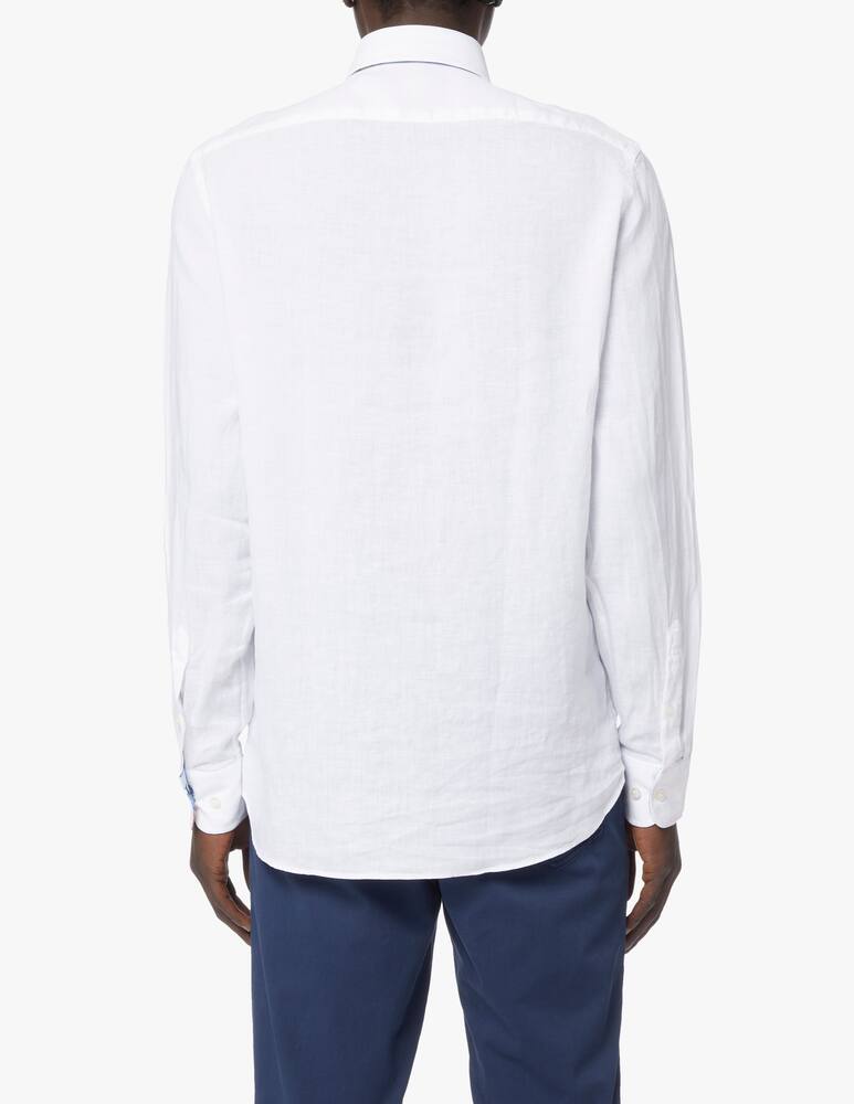 rinascente Paul & Shark Camicia ml in lino contrasto fiori - bianco