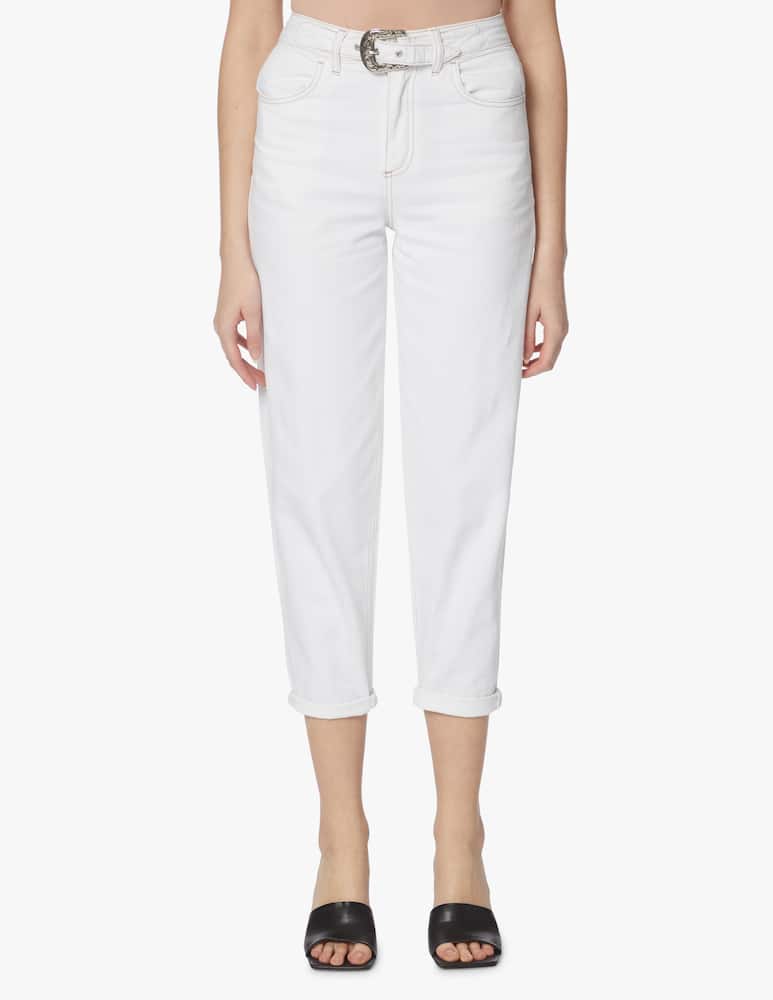 rinascente Liu Jo Jeans a gamba larga e vita alta con cintura - bianco