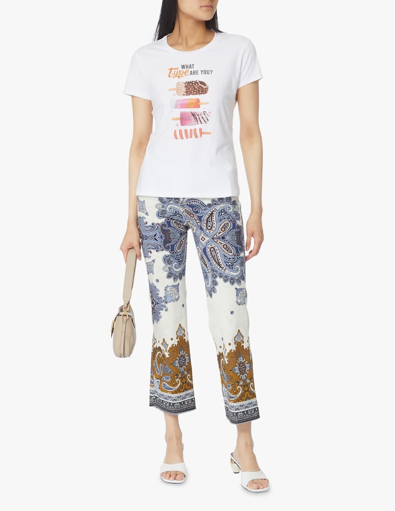 rinascente Liu Jo T-shirt in cotone stampa food strass - bianco