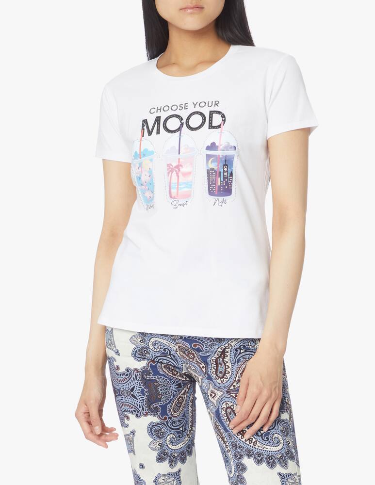 Liu Jo T-shirt in cotone stampa food strass - bianco - immagine 1 Liu Jo T-shirt in cotone stampa food strass - bianco - immagine 1