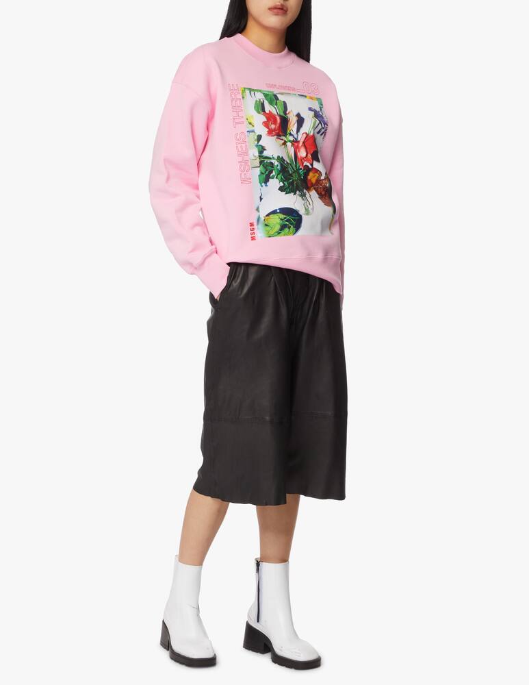 rinascente MSGM Felpa girocollo in cotone con stampa fiori