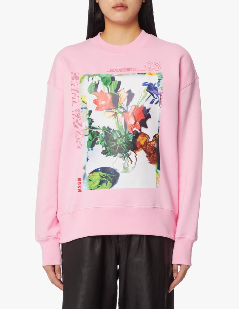 rinascente MSGM Felpa girocollo in cotone con stampa fiori