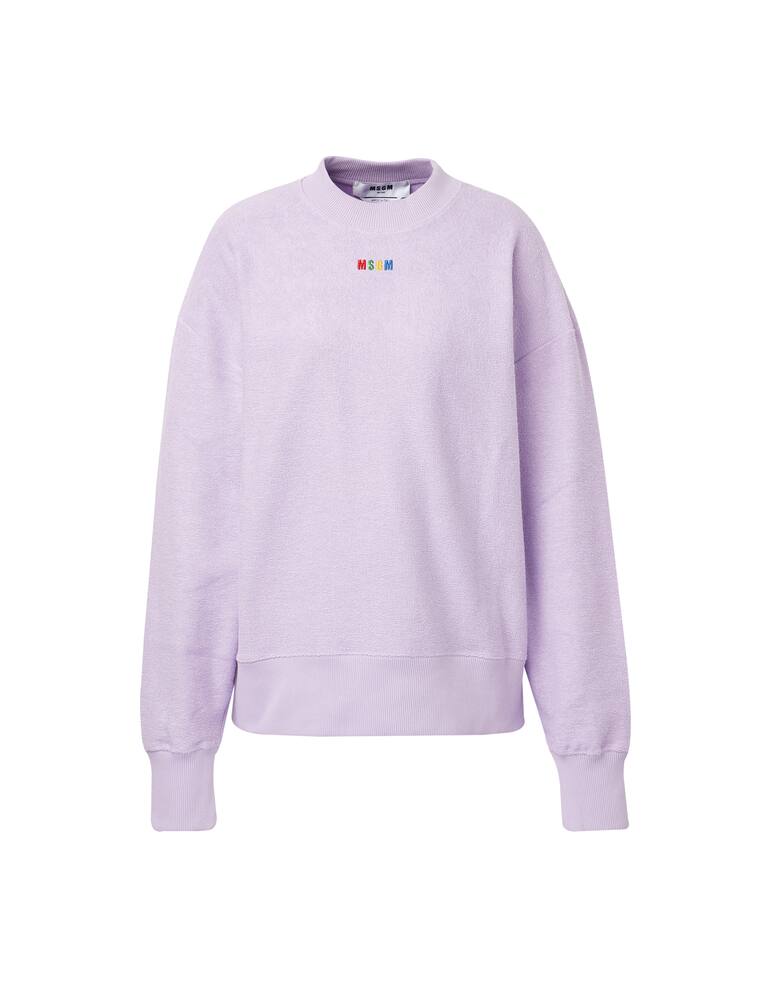 rinascente MSGM Felpa girocollo in cotone con mini logo - lilla