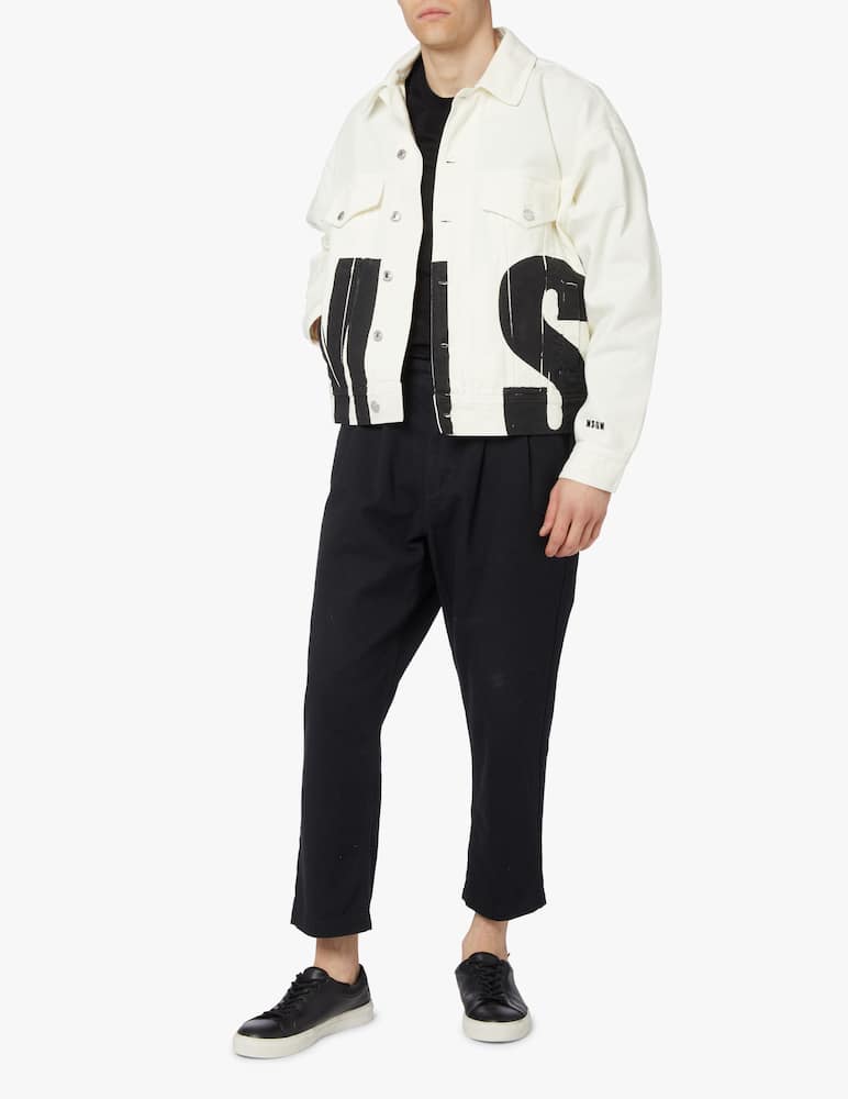 rinascente MSGM Denim trucker big logo - white