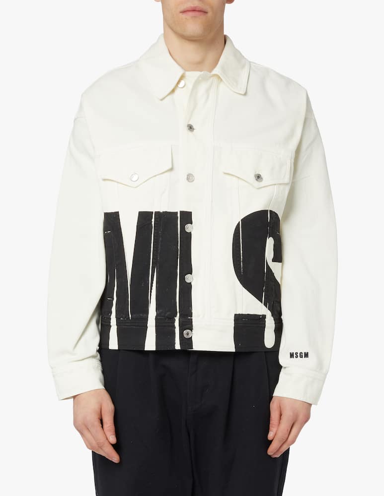 rinascente MSGM Denim trucker big logo - white