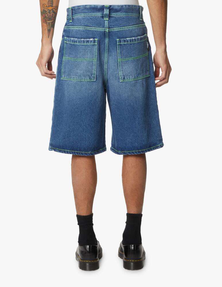 rinascente MSGM Bermuda in denim cuciture lime - blu