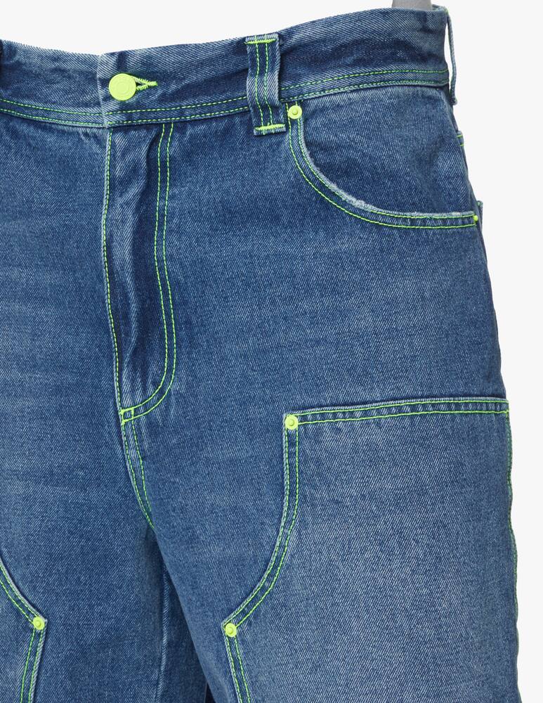 rinascente MSGM Bermuda in denim cuciture lime - blu