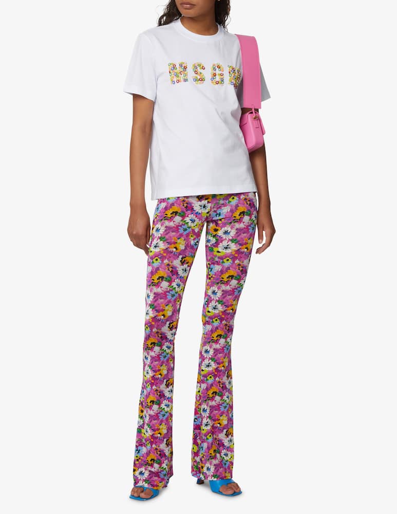 rinascente MSGM Cotton beaded logo t-shirt - white