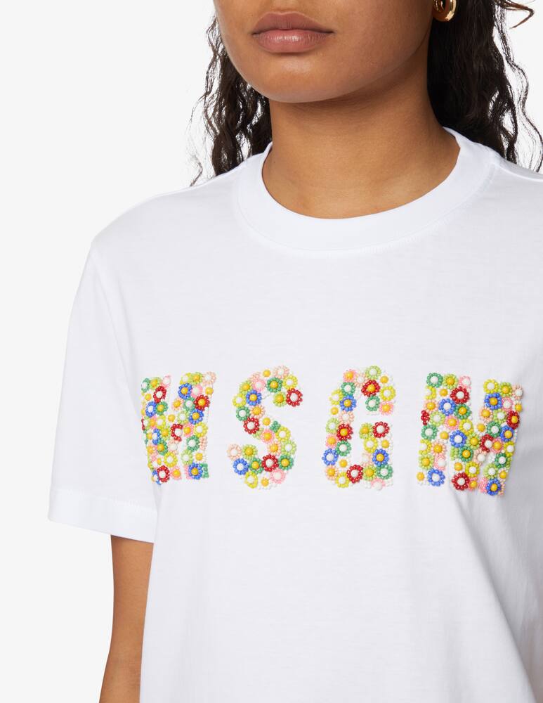 rinascente MSGM Cotton beaded logo t-shirt - white