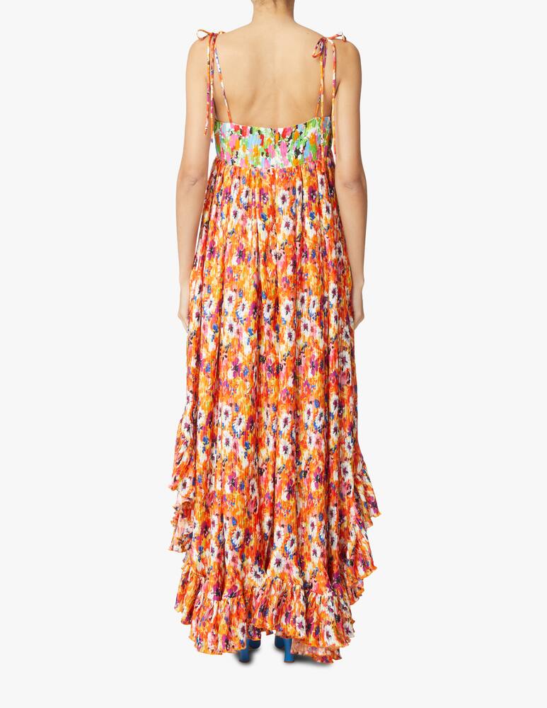 rinascente MSGM Vestito maxi con spalline stampa floreale - arancione