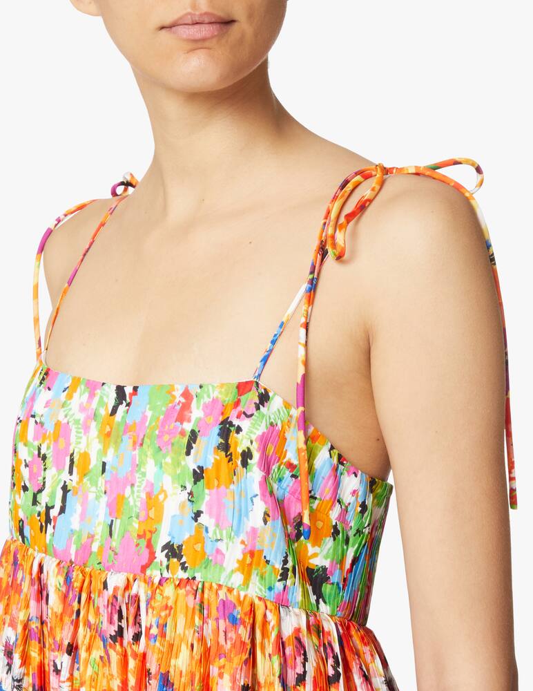 rinascente MSGM Vestito maxi con spalline stampa floreale - arancione