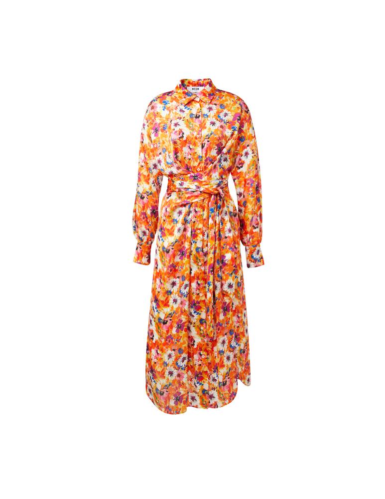 rinascente MSGM Chemiser maxi dress with a knot - orange
