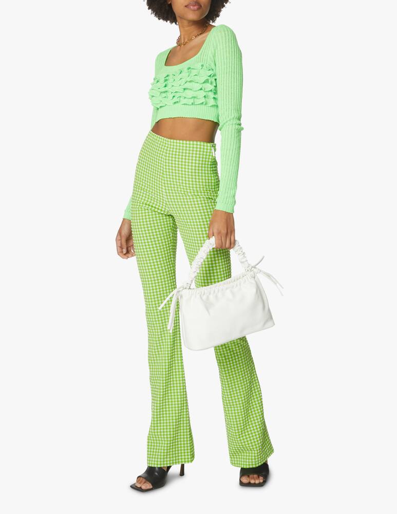 rinascente MSGM Long sleeved crop top with ruffles - green