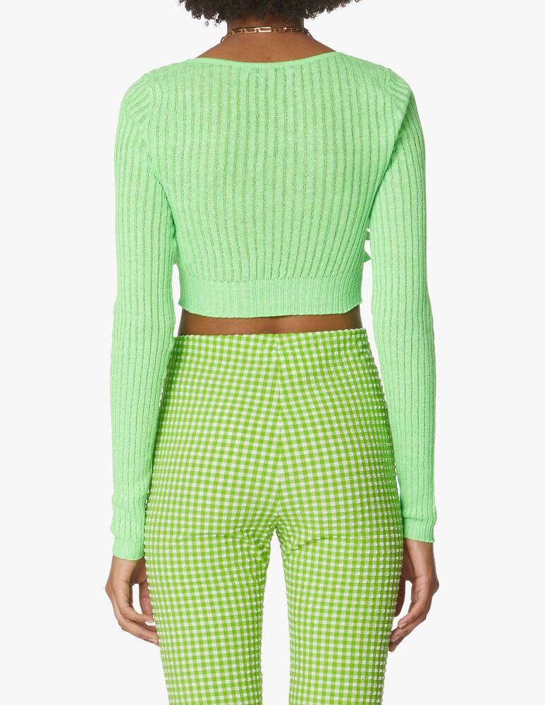 rinascente MSGM Long sleeved crop top with ruffles - green