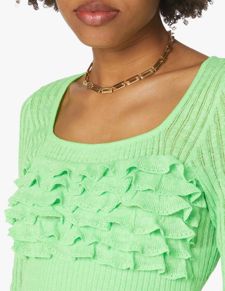 rinascente MSGM Long sleeved crop top with ruffles - green