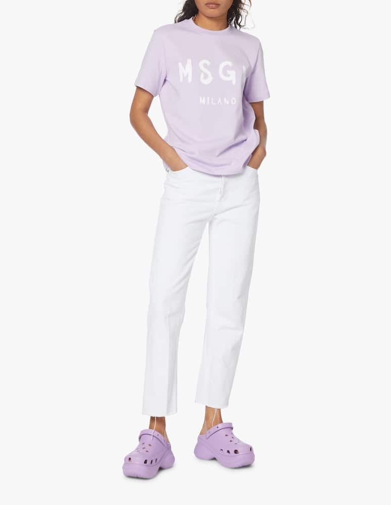 rinascente MSGM T-shirt in cotone con logo - lilla
