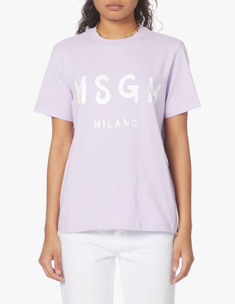 rinascente MSGM T-shirt in cotone con logo - lilla