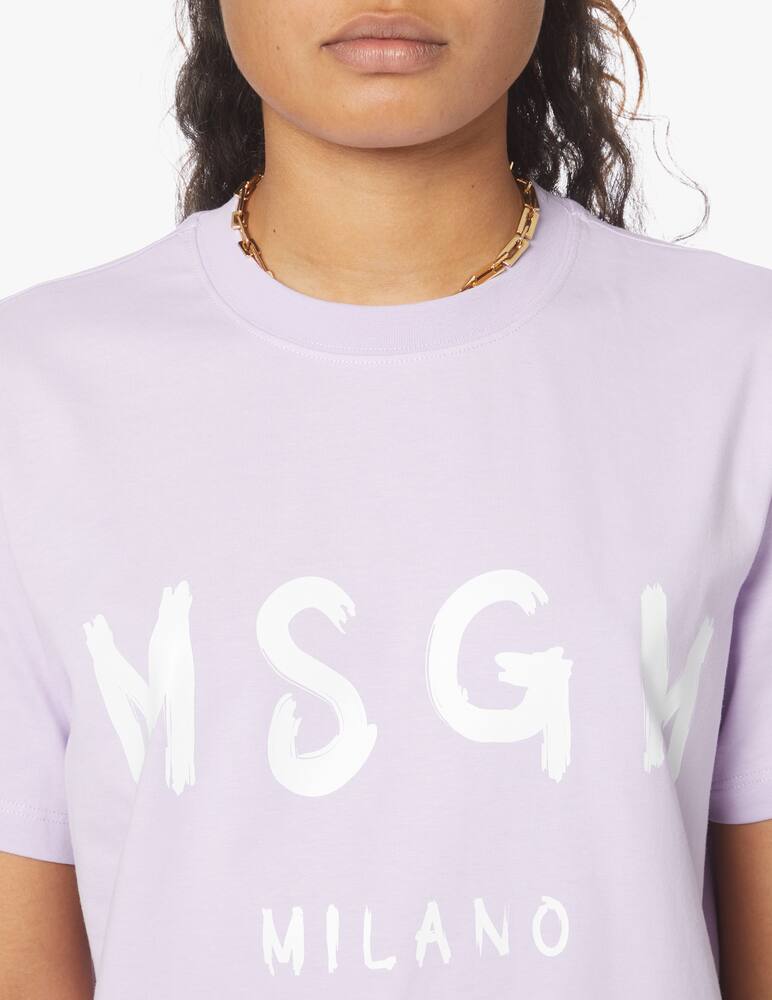 rinascente MSGM T-shirt in cotone con logo - lilla
