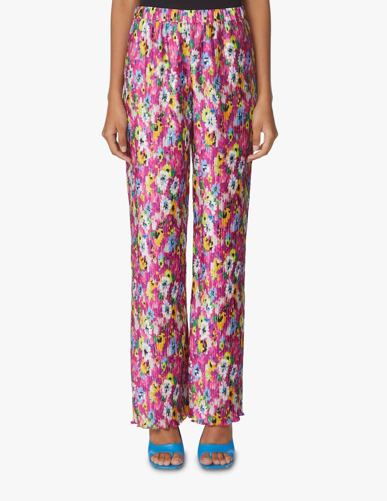 rinascente MSGM Pleated palazzo trousers flower print - violet