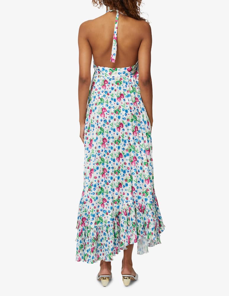 rinascente MSGM Vestito maxi con scollo americano stampa con frutti - bianco