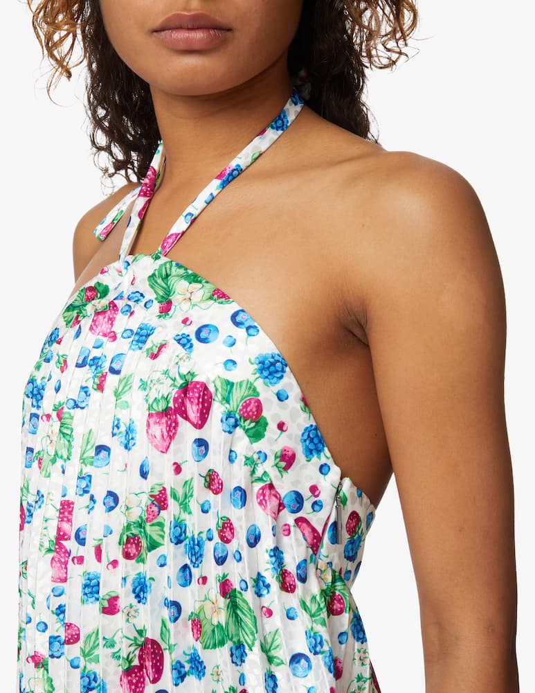 rinascente MSGM Vestito maxi con scollo americano stampa con frutti - bianco