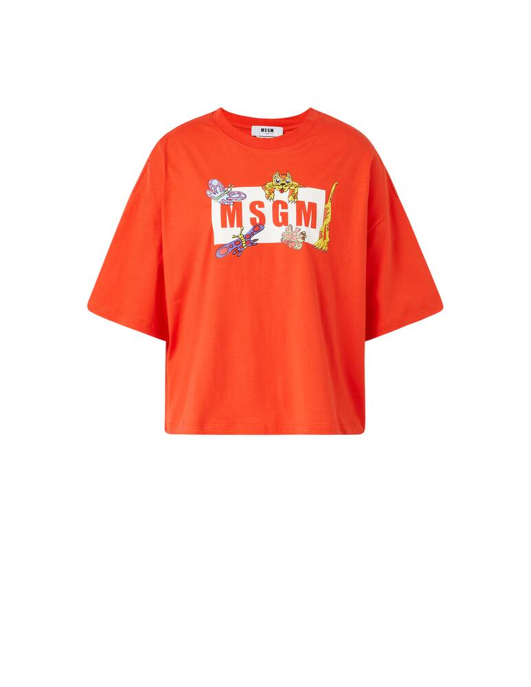 rinascente MSGM T-shirt crop in cotone - arancione