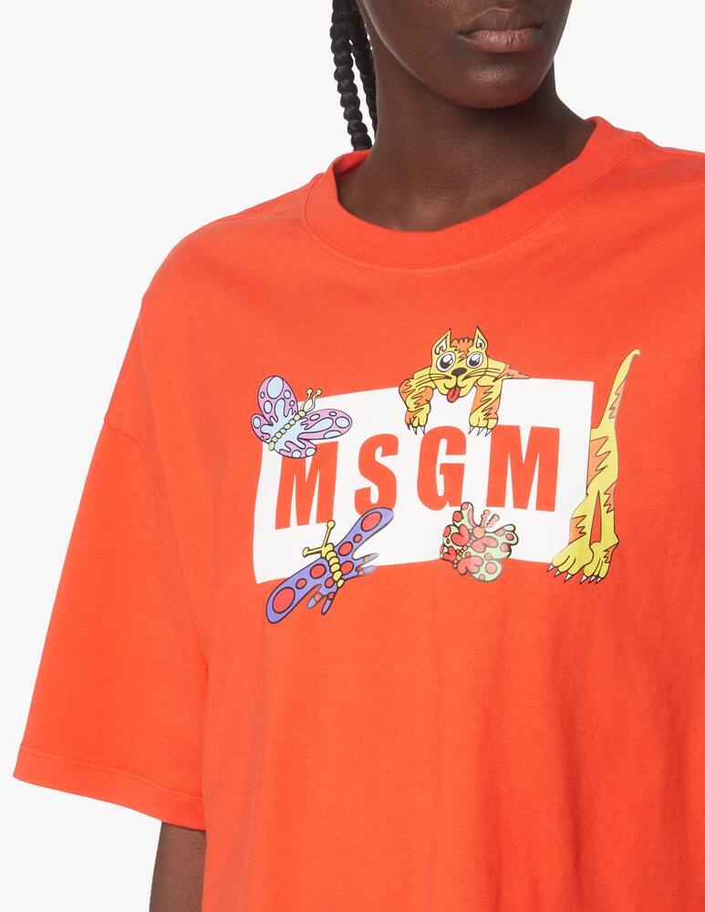 rinascente MSGM T-shirt crop in cotone - arancione