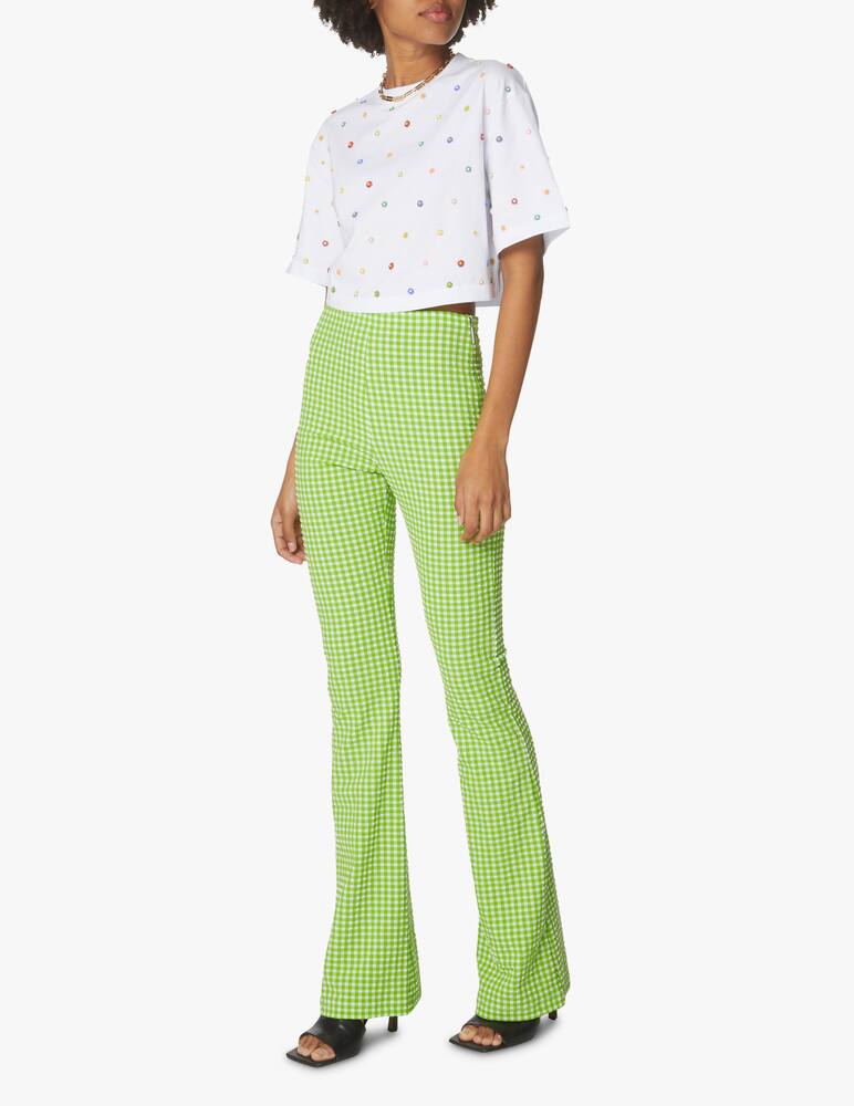 rinascente MSGM Crop T-shirt with beaded daisies - white