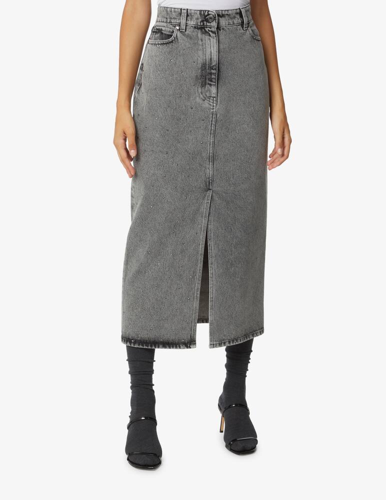 rinascente MSGM Gonna midi di jeans con strass - Grigio